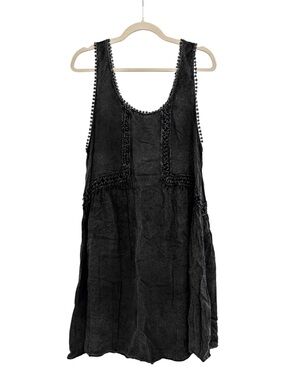 Altar'd State Black/Charcoal Crochet-Trim Sleeveless Dress Boho Grunge